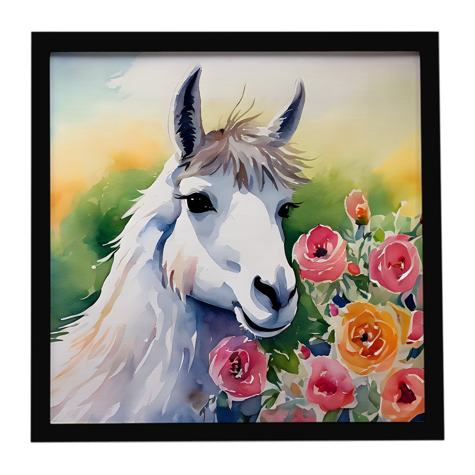 Llama Framed Metal Print Bathroom, Kitchen, Office, Home Decor Wall Art Ready to Hang, Square, 8X8