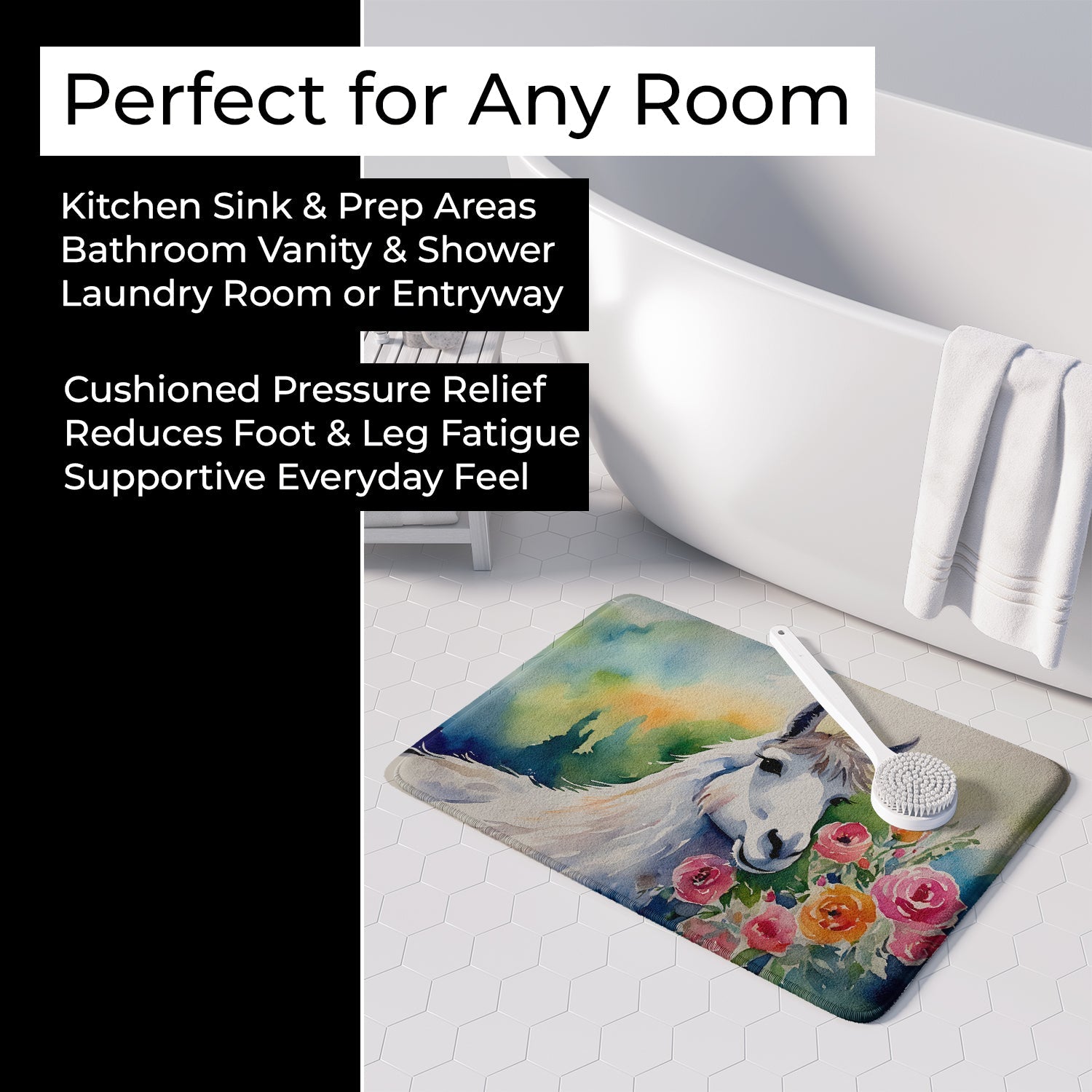 Llama Memory Foam Kitchen Mat Machine Washable Anti-Fatigue Cushion Comfort Bath or Kitchen Rug
