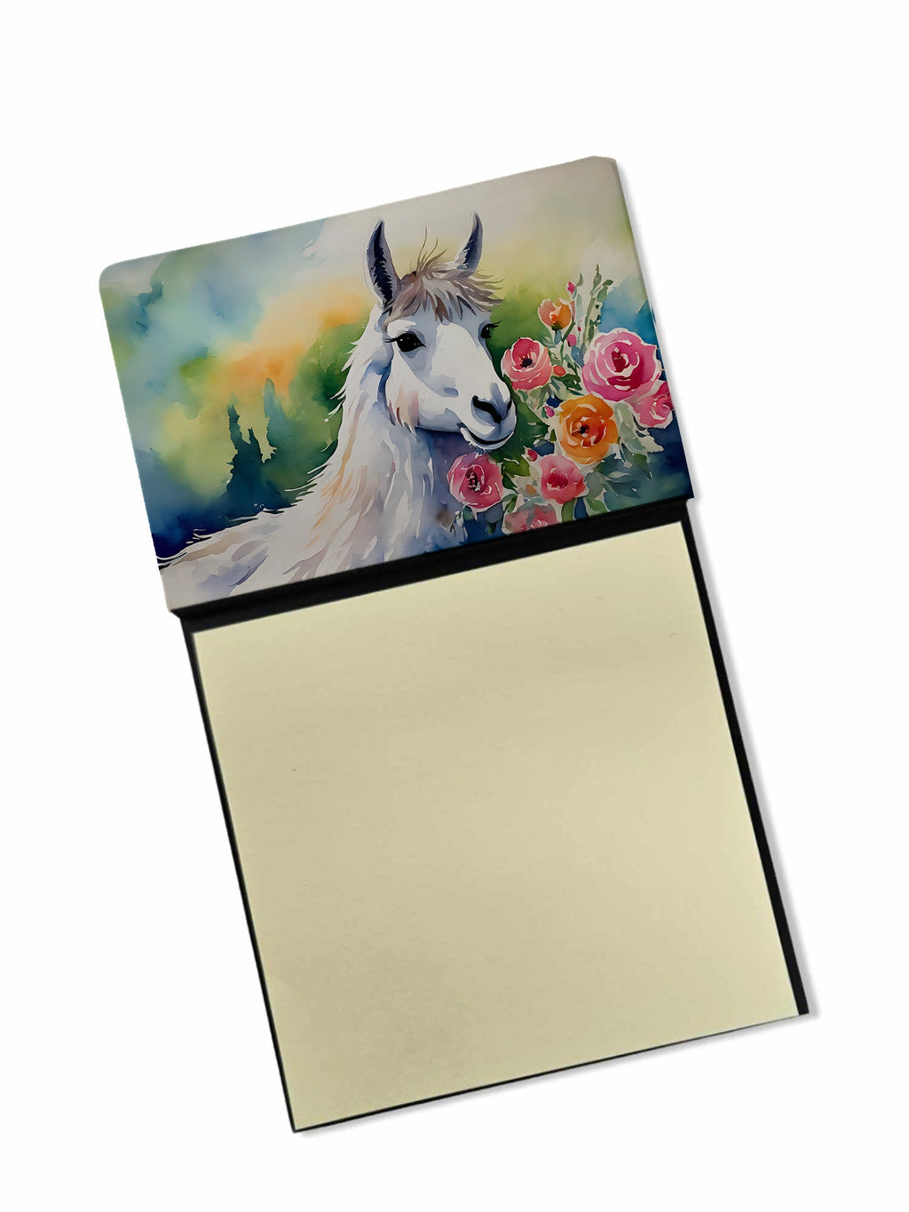 Llama Watercolor Sticky Note Holder Refillable Dispenser Desk Accessory 3x3 Pad Gift