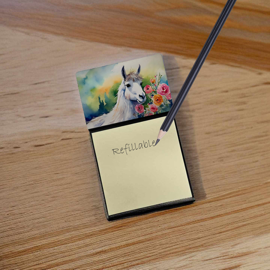 Llama Watercolor Sticky Note Holder Refillable Dispenser Desk Accessory 3x3 Pad Gift