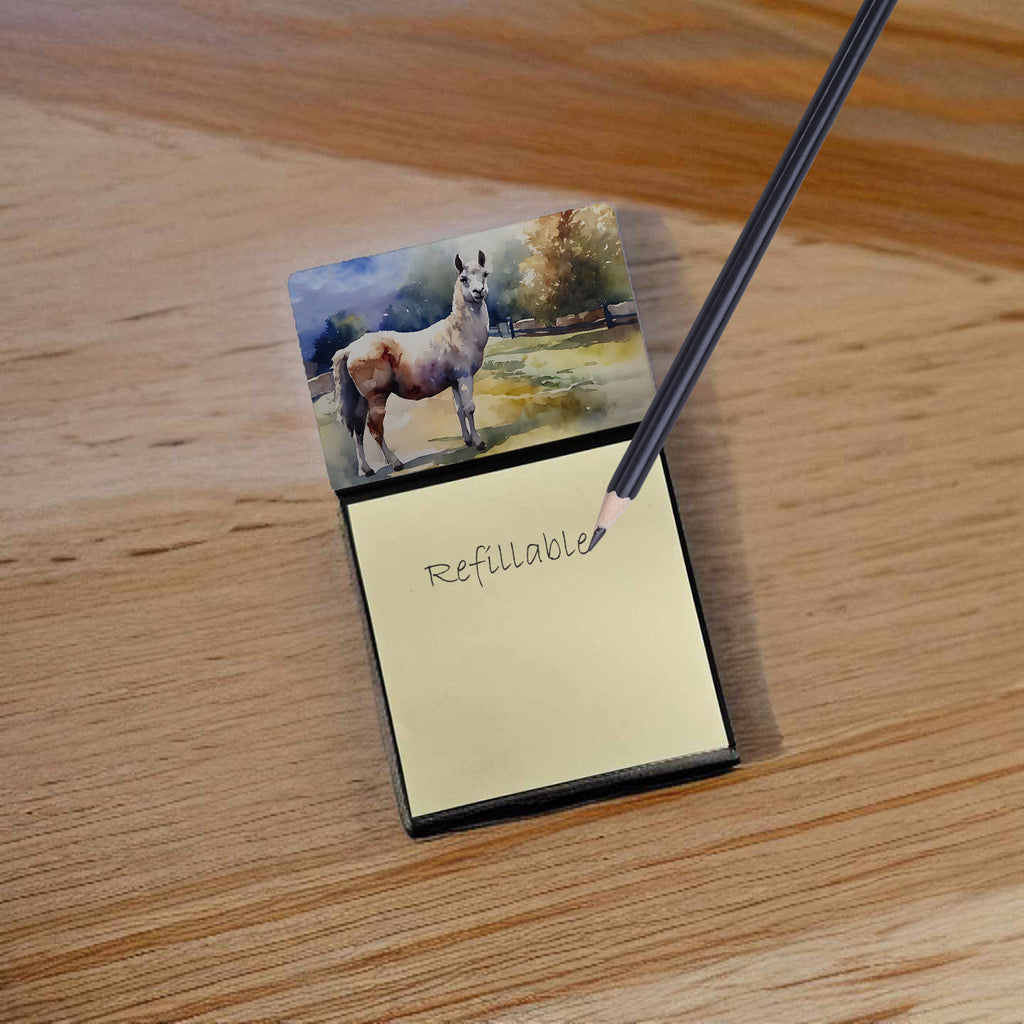 Llama Watercolor Sticky Note Holder Refillable Dispenser Desk Accessory 3x3 Pad Gift