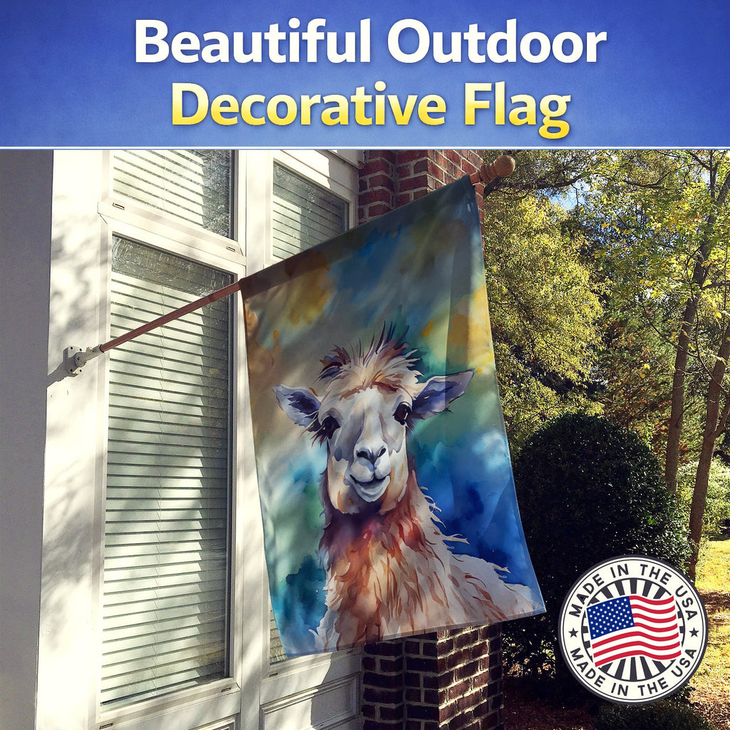 Llama House Flag 28x40 Porch Sleeve Pole Decorative Outside Yard Banner Artwork Wall Hanging, Polyester