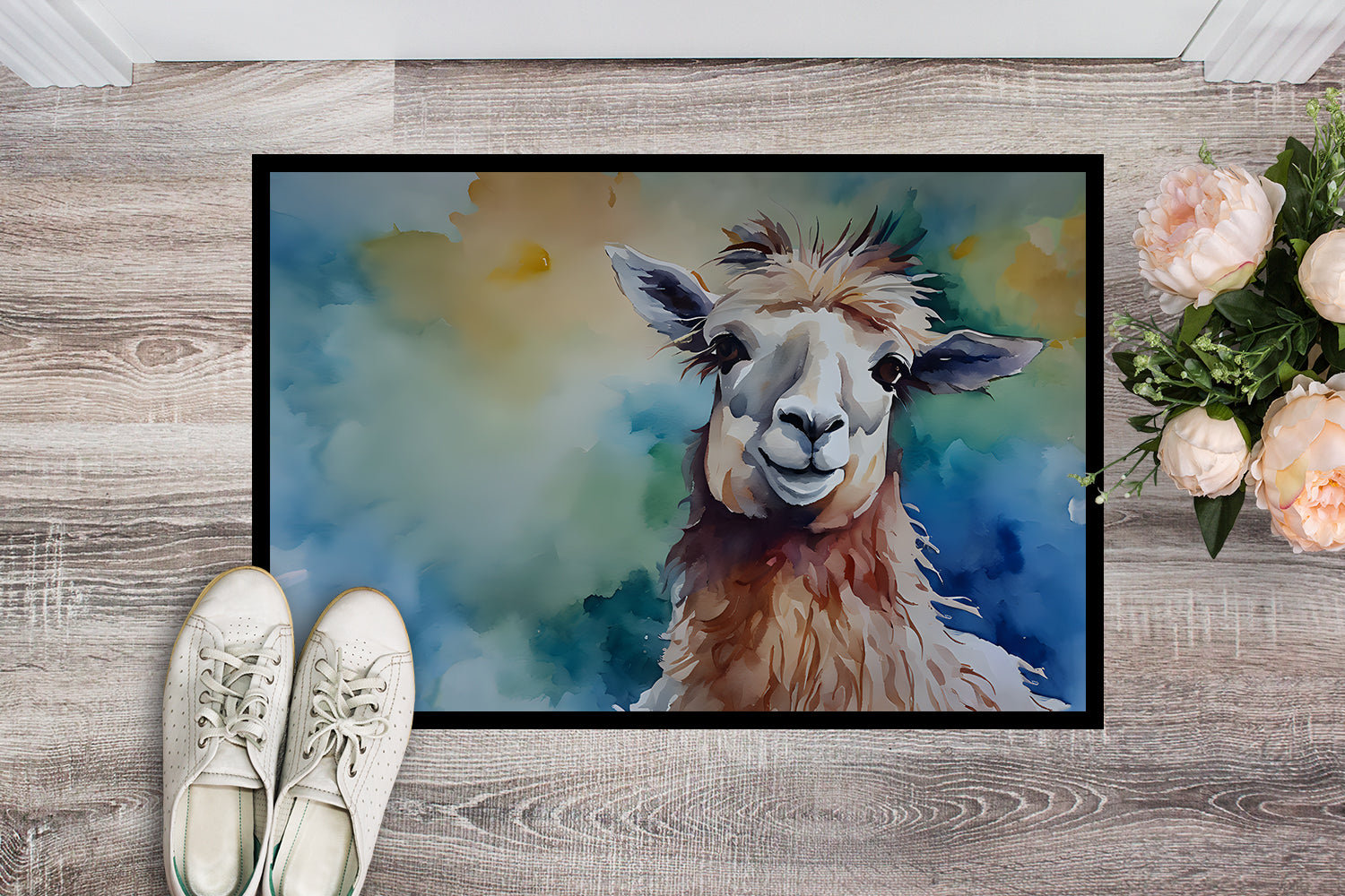 Llama Doormat Indoor Outdoor 24H X 36W Front Door Mat Rugs for Entryway, Non Slip Washable Low Pile,