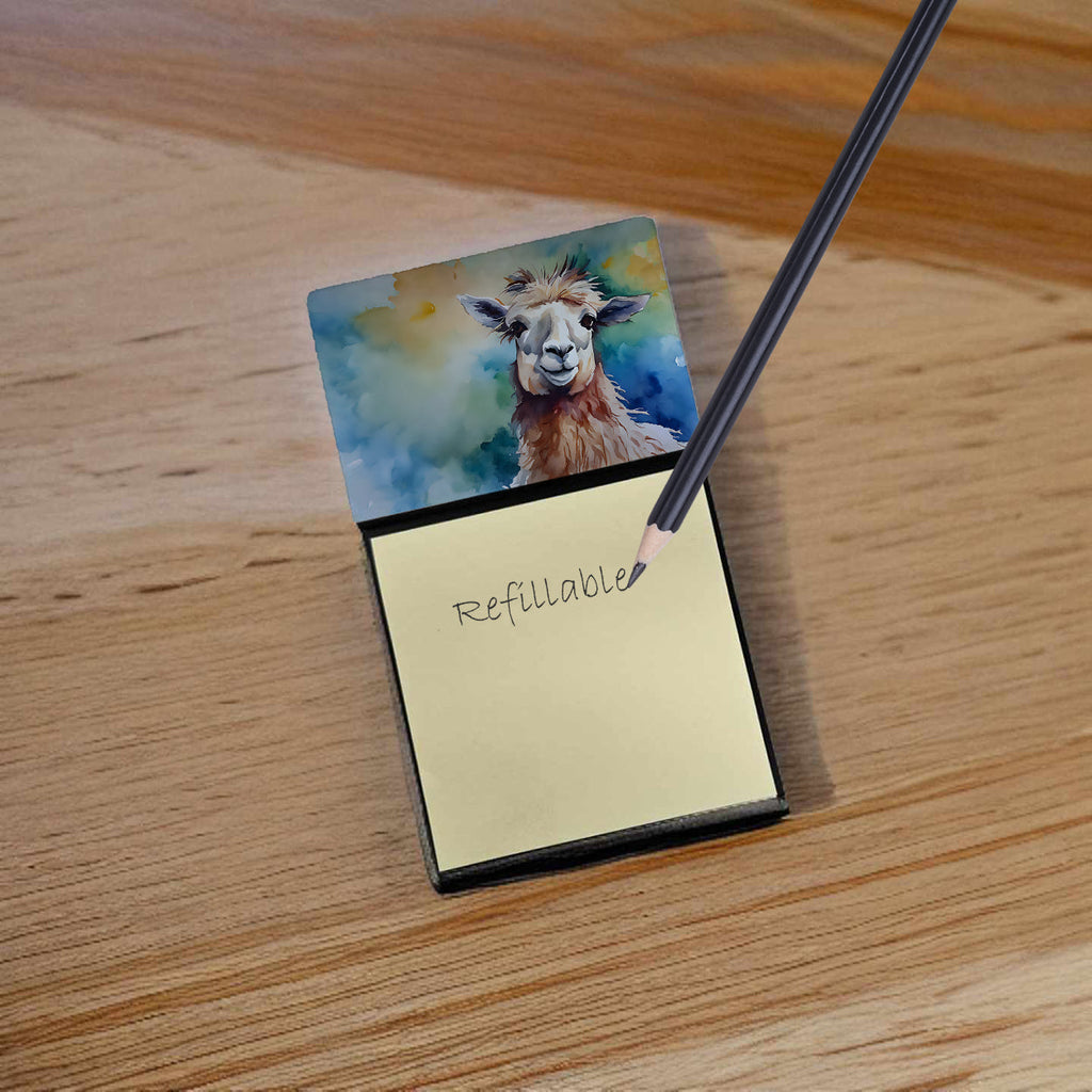 Llama Watercolor Sticky Note Holder Refillable Dispenser Desk Accessory 3x3 Pad Gift