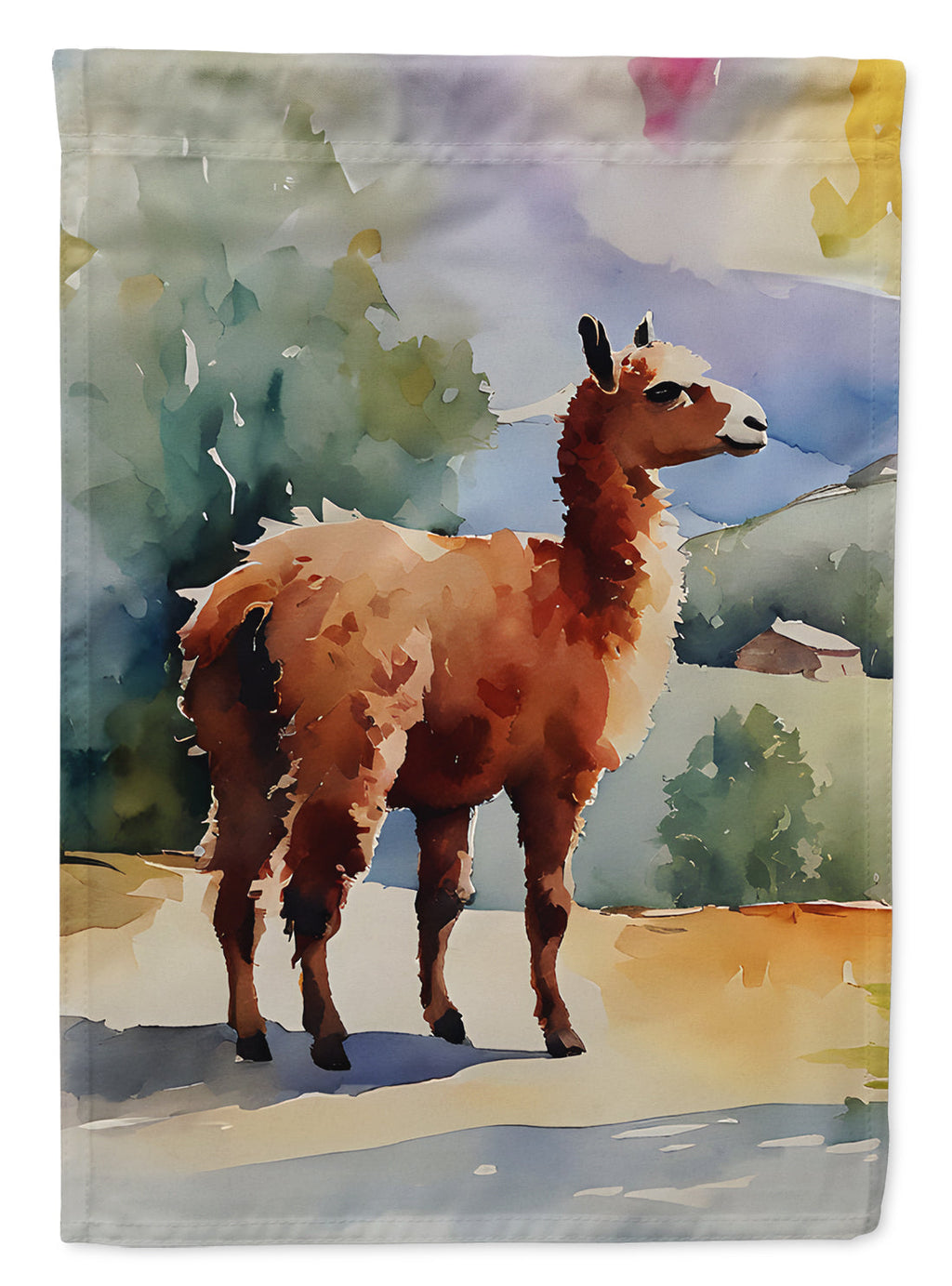 Llama House Flag 28x40 Porch Sleeve Pole Decorative Outside Yard Banner Artwork Wall Hanging, Polyester
