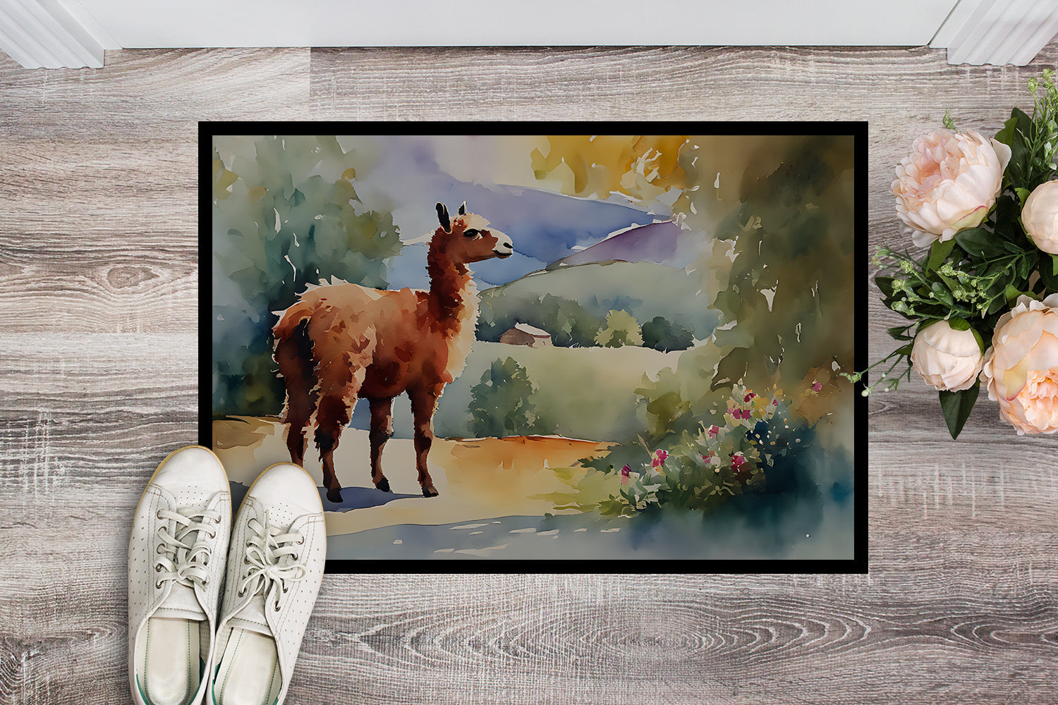 Llama Doormat Indoor Outdoor 24H X 36W Front Door Mat Rugs for Entryway, Non Slip Washable Low Pile,