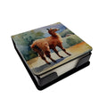 Llama PU Leather Note Paper Holder with Artist-Designed Cover, Desk Accessory, Office Gift