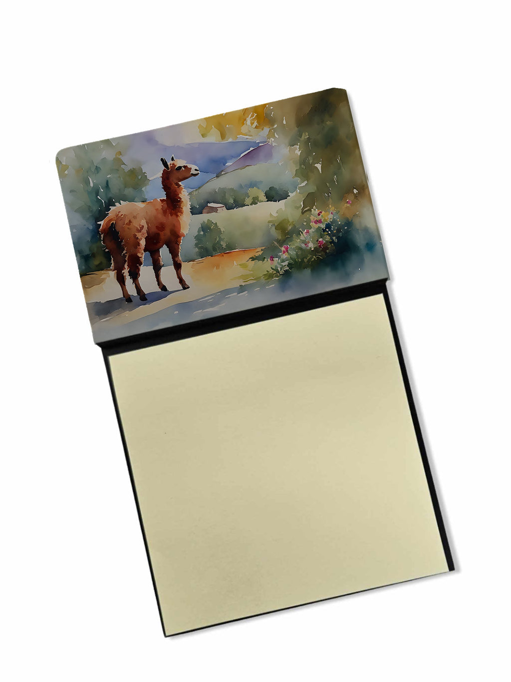 Llama Watercolor Sticky Note Holder Refillable Dispenser Desk Accessory 3x3 Pad Gift