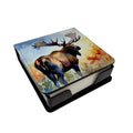 Moose PU Leather Note Paper Holder with Artist-Designed Cover, Desk Accessory, Office Gift