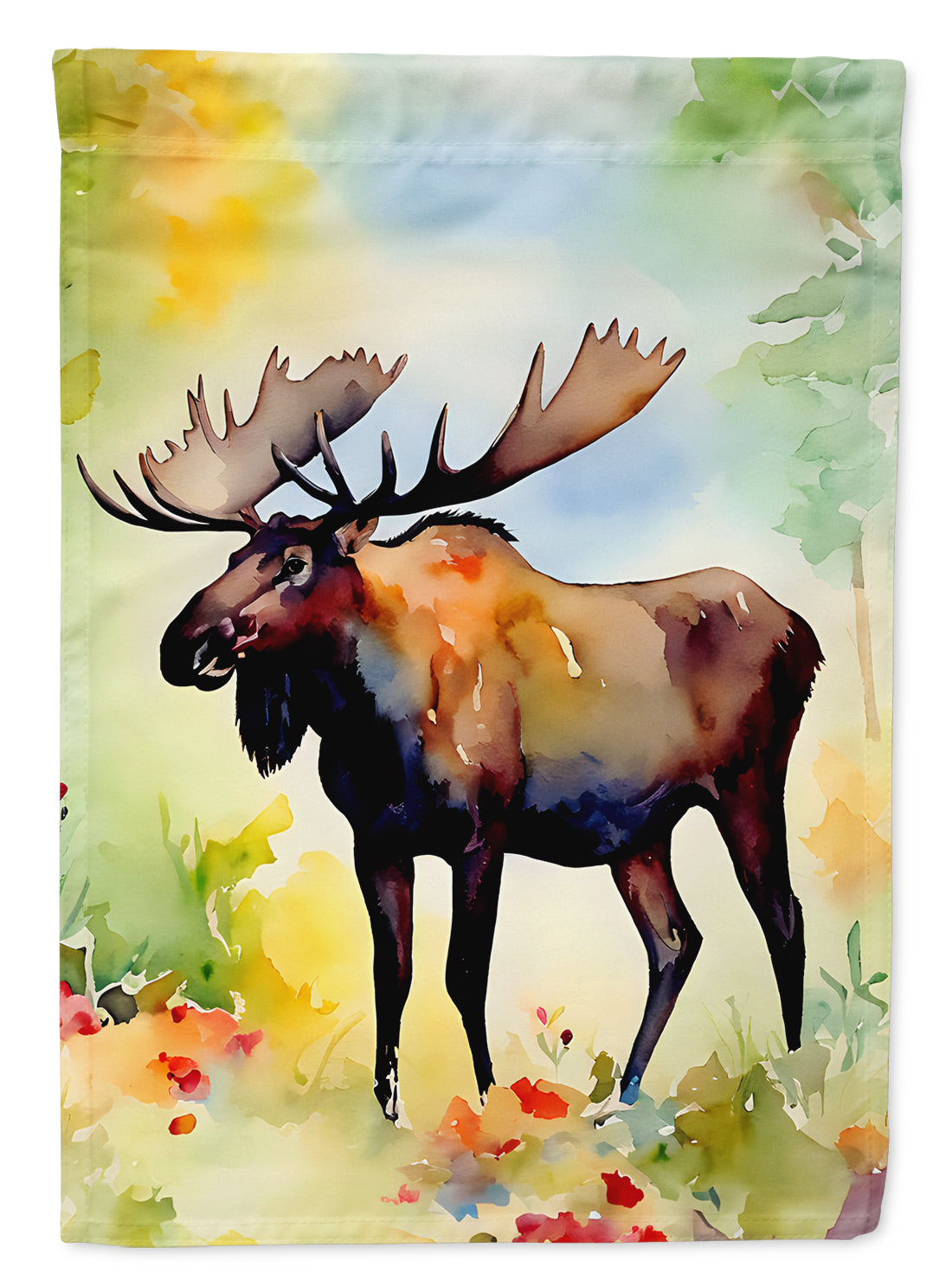 Moose House Flag 28x40 Porch Sleeve Pole Decorative Outside Yard Banner Artwork Wall Hanging, Polyester