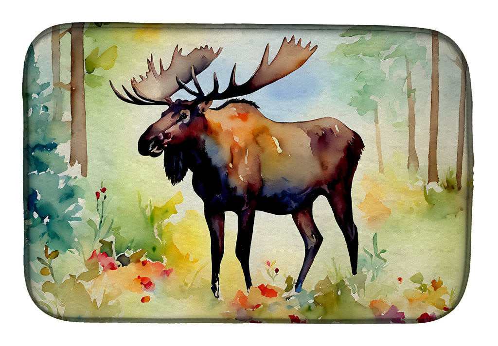 Moose Dish Drying Mat Absorbent Dish Drying Mat Pad for Kitchen Counter Dish Drainer Mat for Countertop, 14 x 21", Multicolor