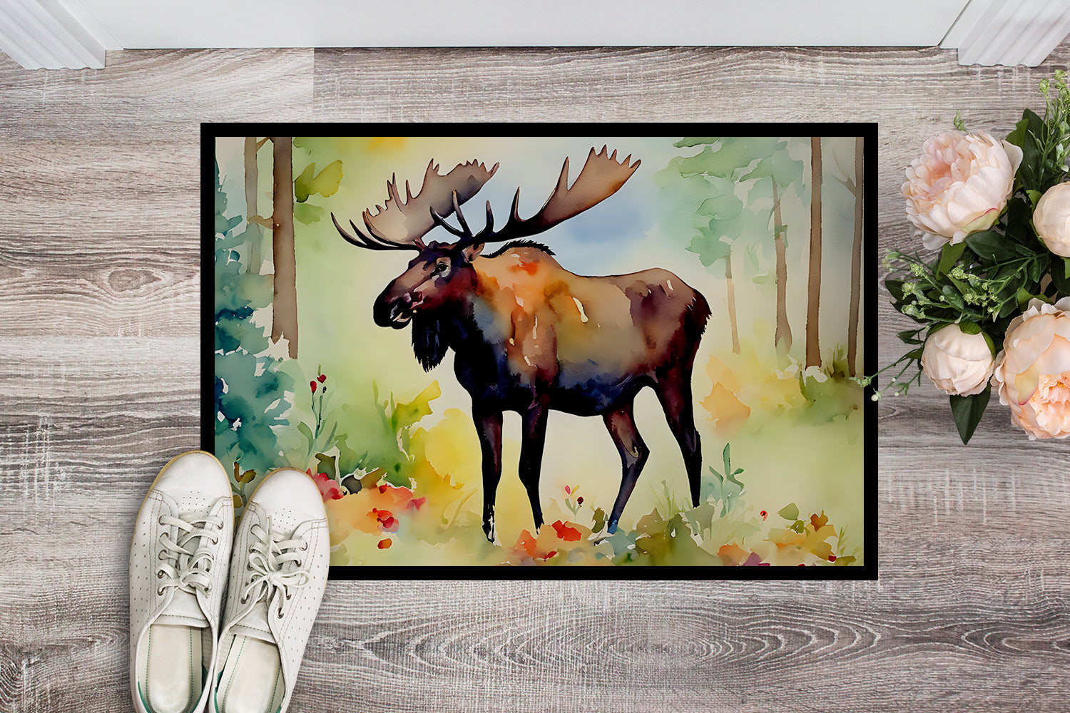 Moose Doormat Indoor Outdoor 18H X 27W Front Door Mat Rugs for Entryway, Non Slip Washable