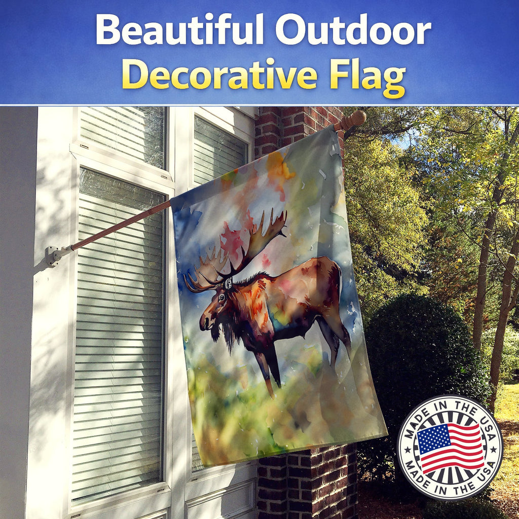 Moose House Flag 28x40 Porch Sleeve Pole Decorative Outside Yard Banner Artwork Wall Hanging, Polyester