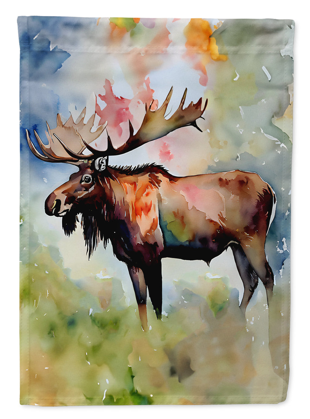 Moose House Flag 28x40 Porch Sleeve Pole Decorative Outside Yard Banner Artwork Wall Hanging, Polyester