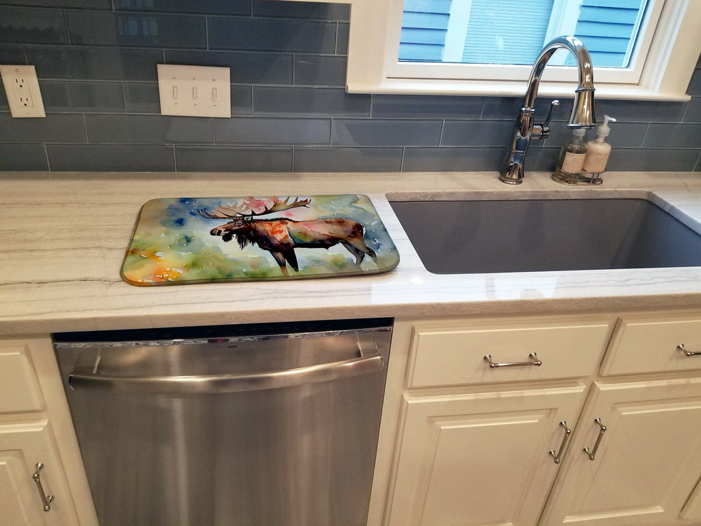 Moose Dish Drying Mat Absorbent Dish Drying Mat Pad for Kitchen Counter Dish Drainer Mat for Countertop, 14 x 21", Multicolor