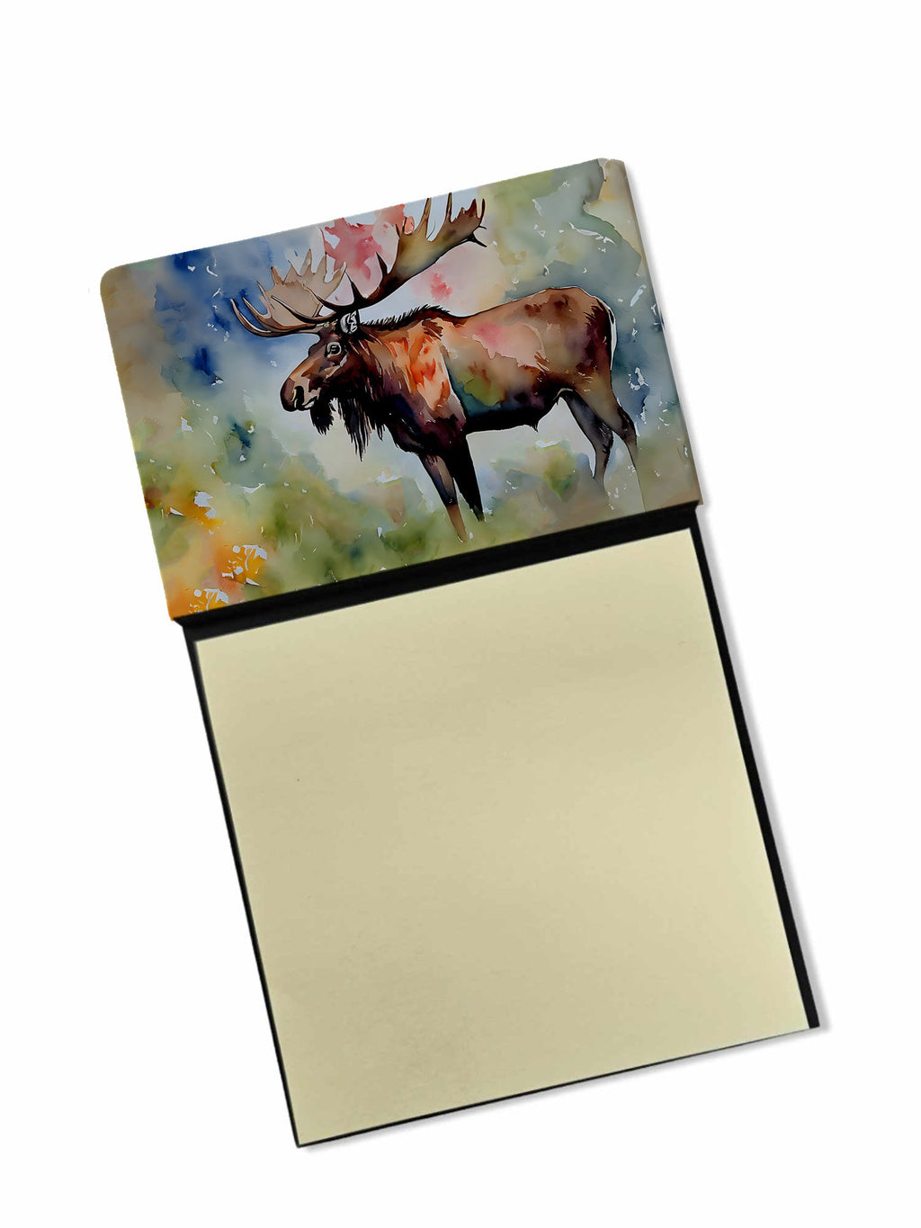 Moose Watercolor Sticky Note Holder Refillable Dispenser Desk Accessory 3x3 Pad Gift