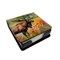 Moose PU Leather Note Paper Holder with Artist-Designed Cover, Desk Accessory, Office Gift