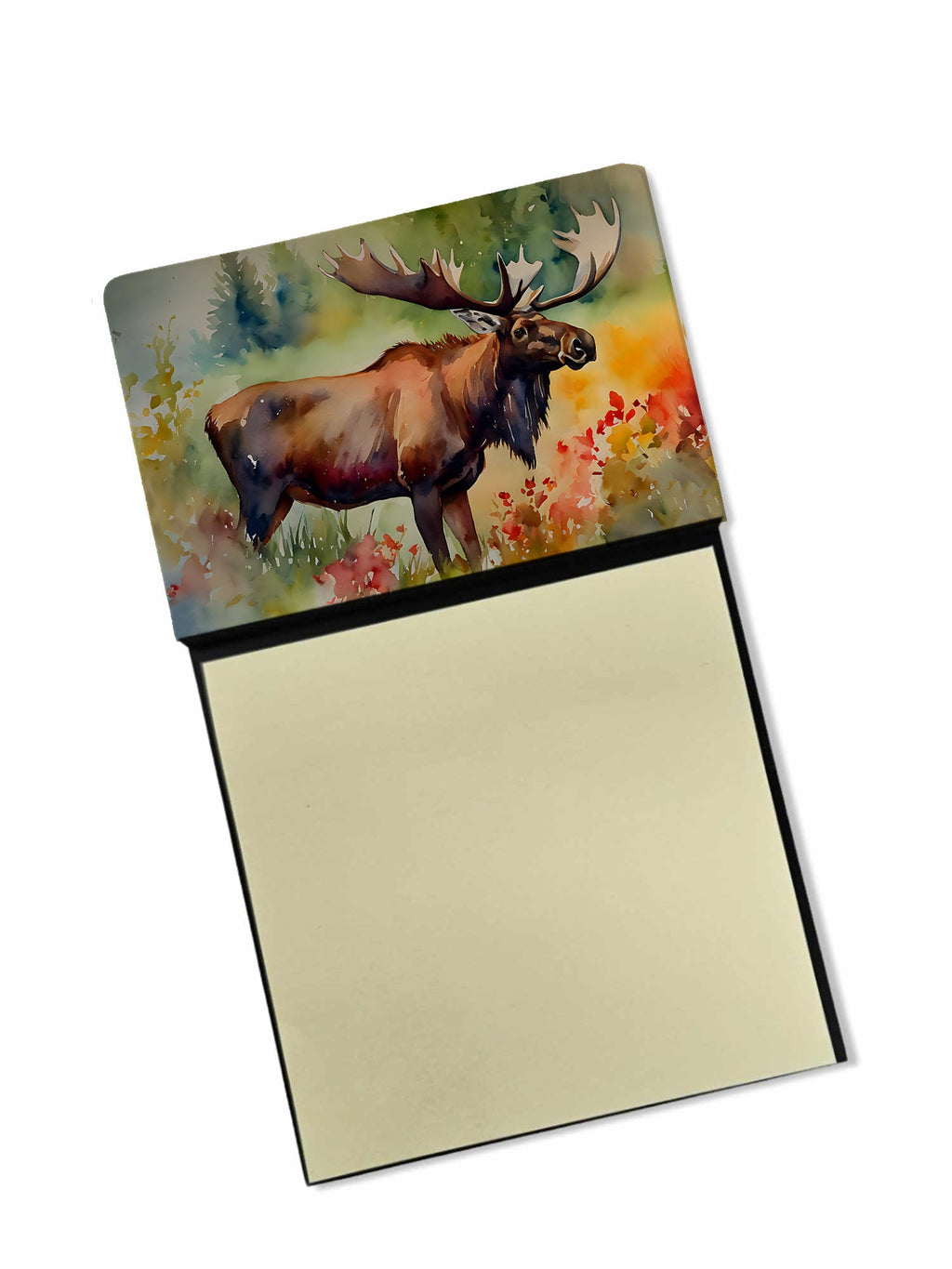 Moose Watercolor Sticky Note Holder Refillable Dispenser Desk Accessory 3x3 Pad Gift