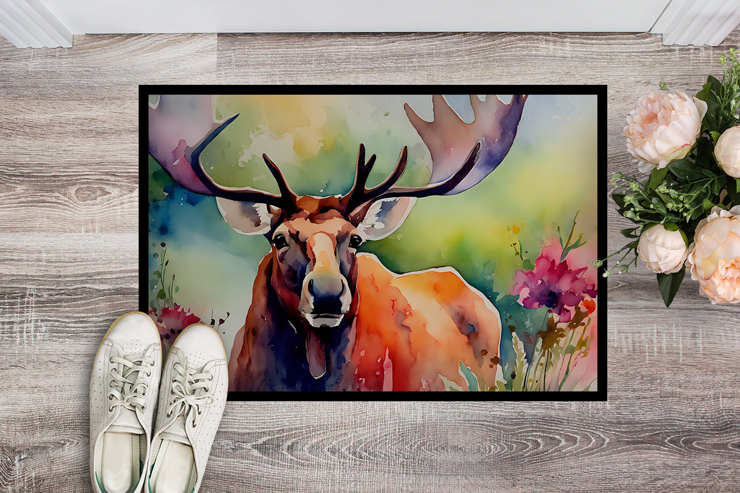 Moose Doormat Indoor Outdoor 18H X 27W Front Door Mat Rugs for Entryway, Non Slip Washable