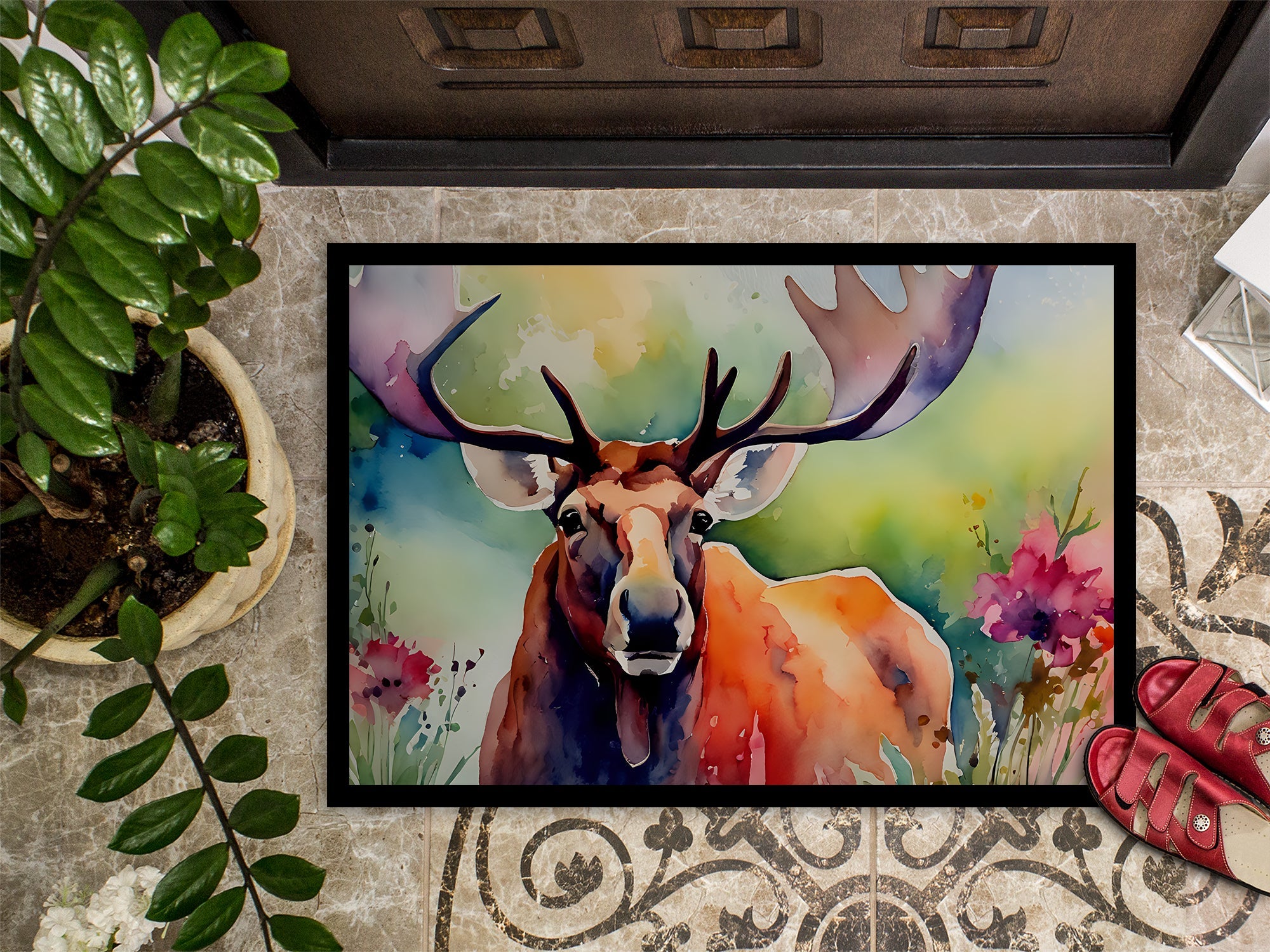 Moose Doormat Indoor Outdoor 18H X 27W Front Door Mat Rugs for Entryway, Non Slip Washable