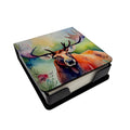 Moose PU Leather Note Paper Holder with Artist-Designed Cover, Desk Accessory, Office Gift