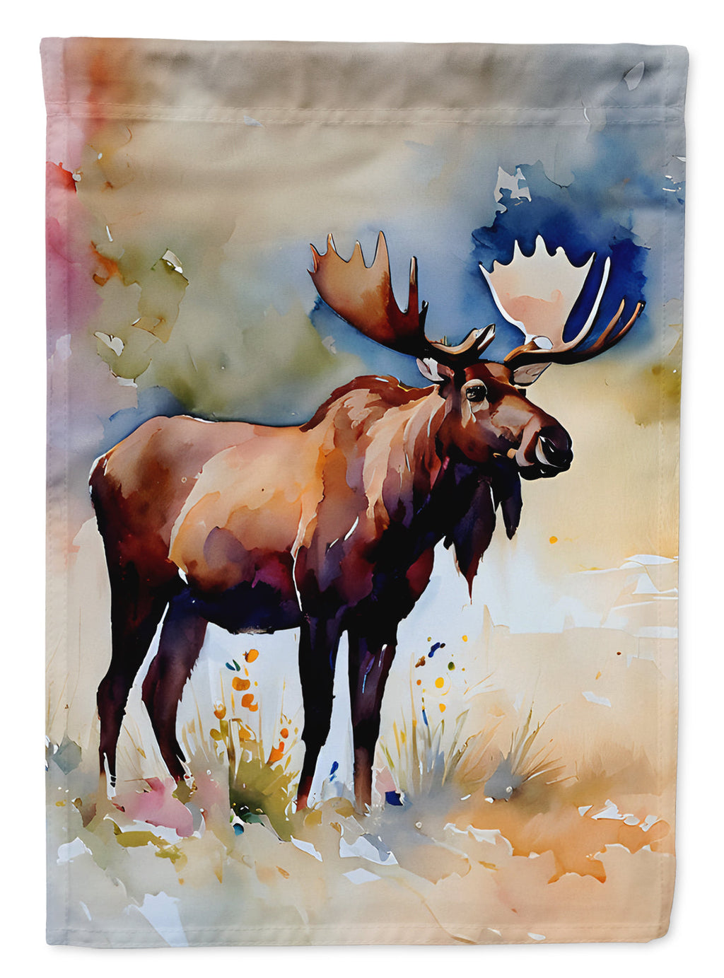 Moose House Flag 28x40 Porch Sleeve Pole Decorative Outside Yard Banner Artwork Wall Hanging, Polyester