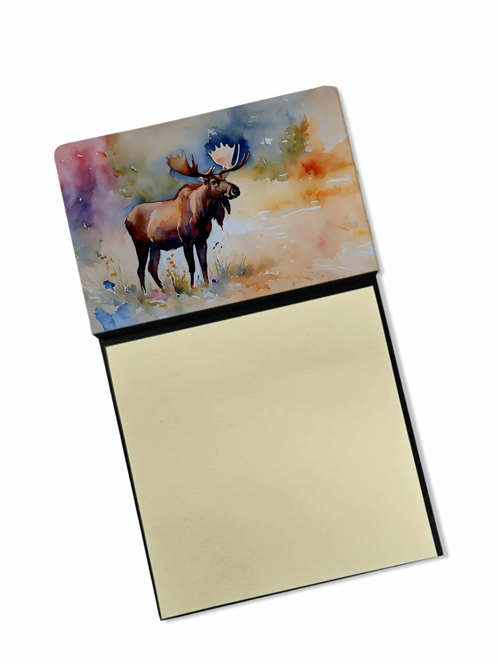 Moose Watercolor Sticky Note Holder Refillable Dispenser Desk Accessory 3x3 Pad Gift