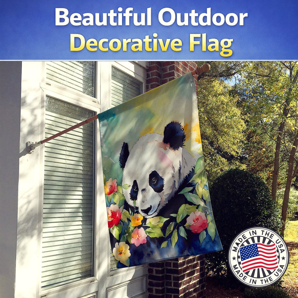 Panda House Flag 28x40 Porch Sleeve Pole Decorative Outside Yard Banner Artwork Wall Hanging, Polyester