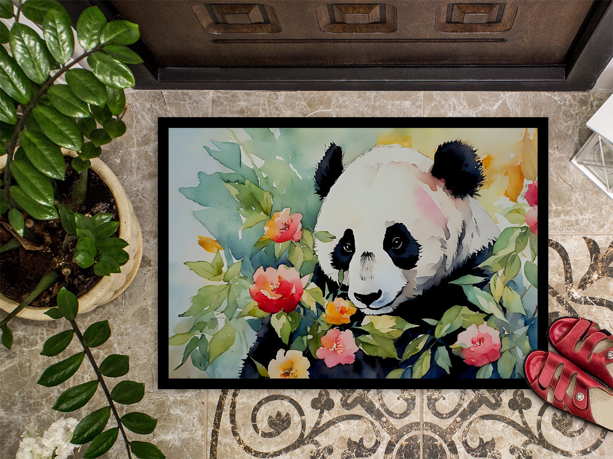 Panda Doormat Indoor Outdoor 18H X 27W Front Door Mat Rugs for Entryway, Non Slip Washable