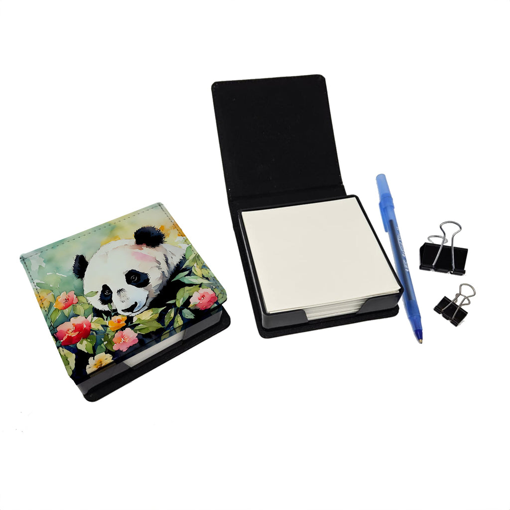 Panda PU Leather Note Paper Holder with Artist-Designed Cover, Desk Accessory, Office Gift