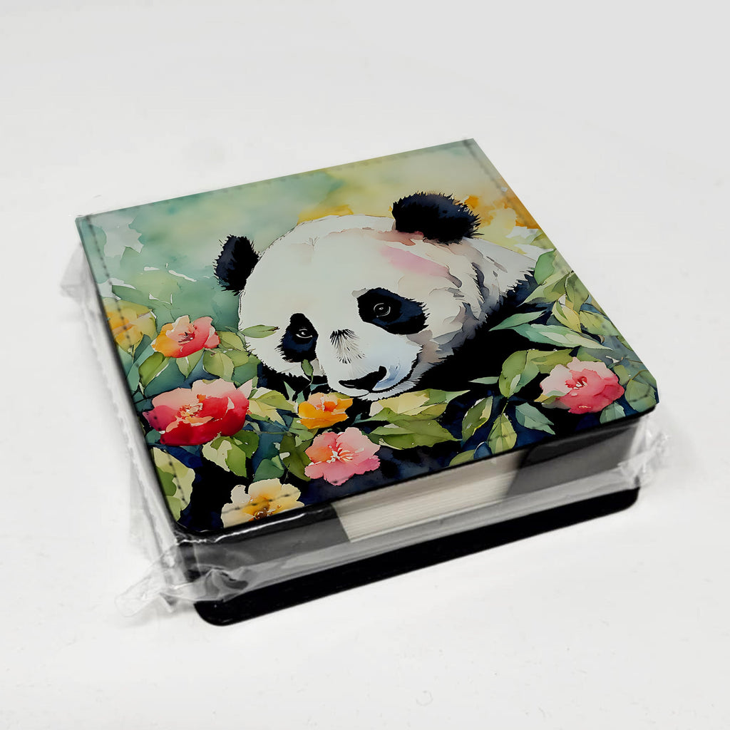 Panda PU Leather Note Paper Holder with Artist-Designed Cover, Desk Accessory, Office Gift