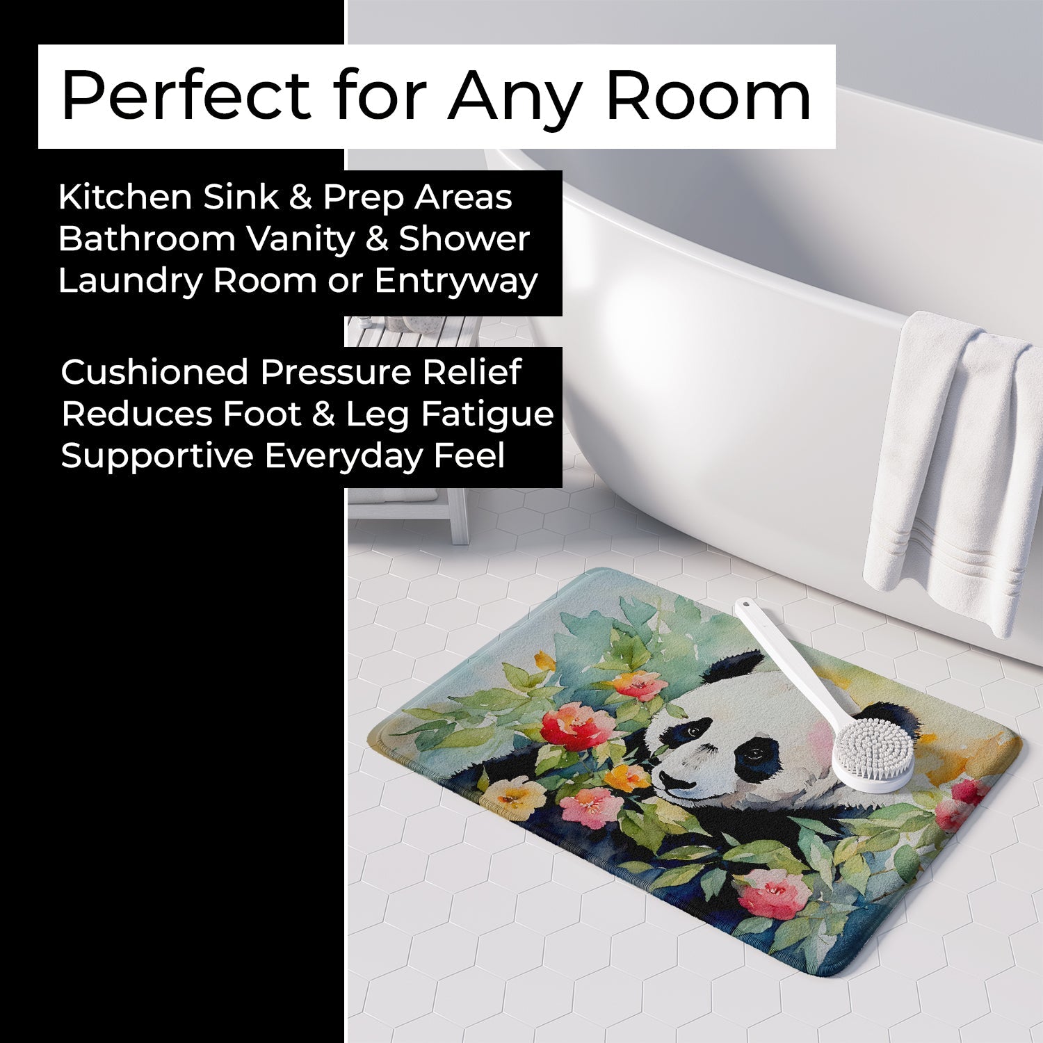 Panda Memory Foam Kitchen Mat Machine Washable Anti-Fatigue Cushion Comfort Bath or Kitchen Rug