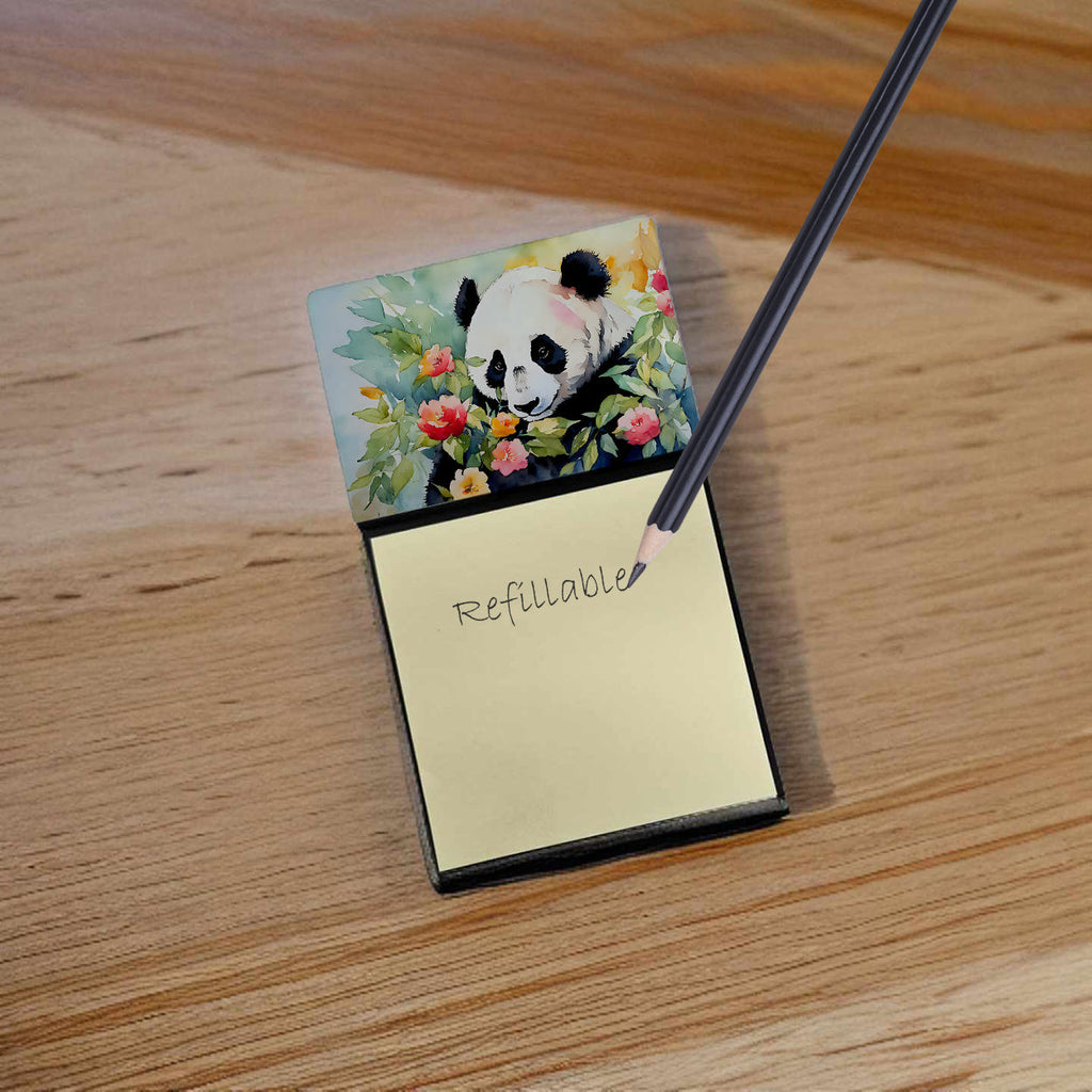 Panda Watercolor Sticky Note Holder Refillable Dispenser Desk Accessory 3x3 Pad Gift