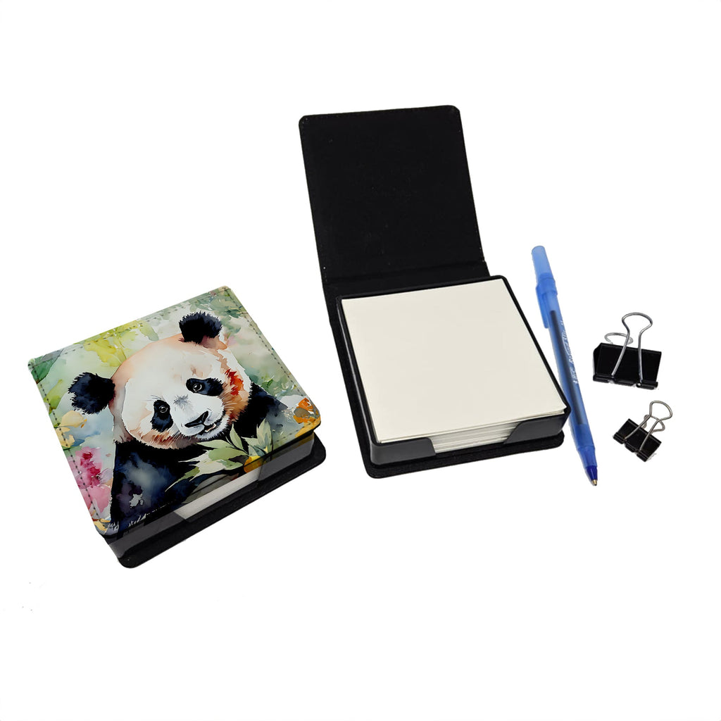 Panda PU Leather Note Paper Holder with Artist-Designed Cover, Desk Accessory, Office Gift