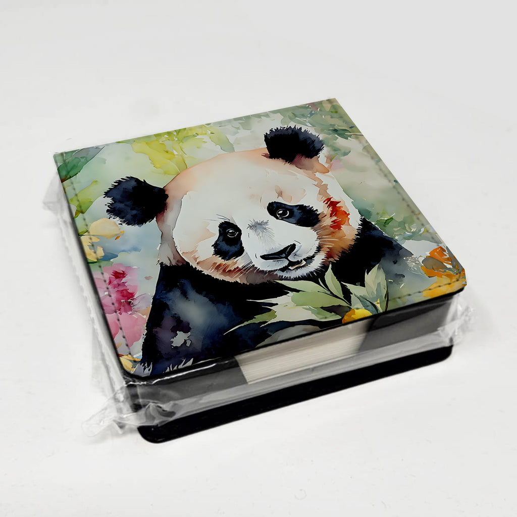 Panda PU Leather Note Paper Holder with Artist-Designed Cover, Desk Accessory, Office Gift