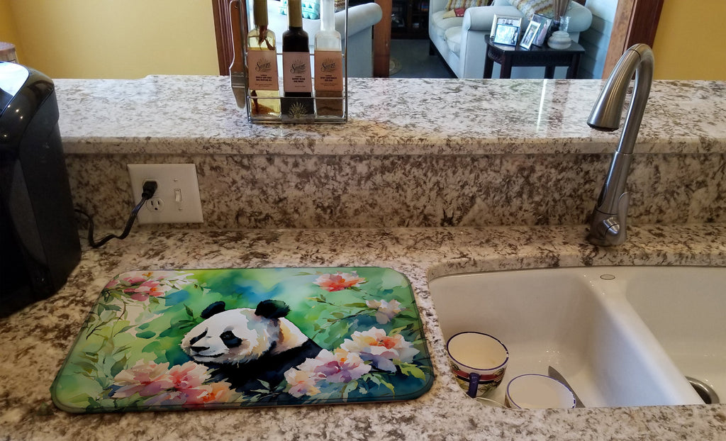 Panda Dish Drying Mat Absorbent Dish Drying Mat Pad for Kitchen Counter Dish Drainer Mat for Countertop, 14 x 21", Multicolor