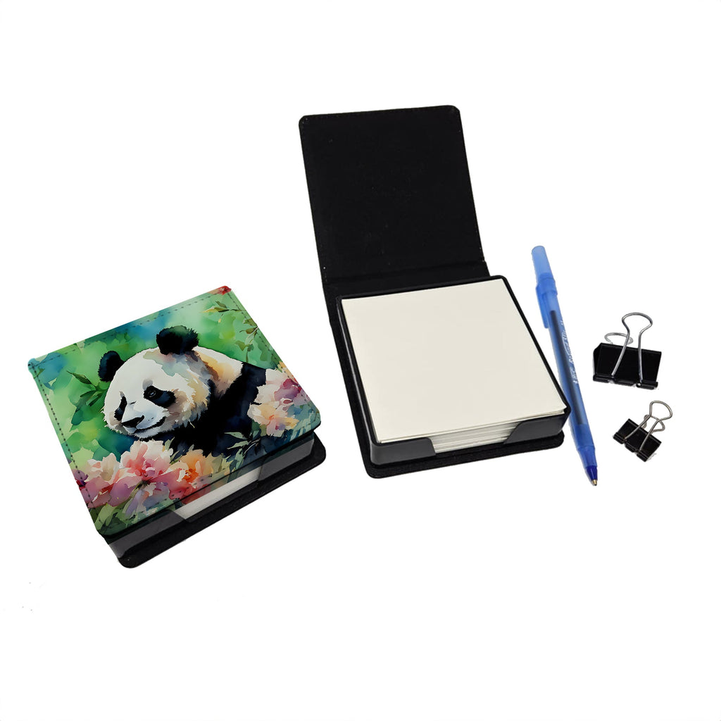 Panda PU Leather Note Paper Holder with Artist-Designed Cover, Desk Accessory, Office Gift