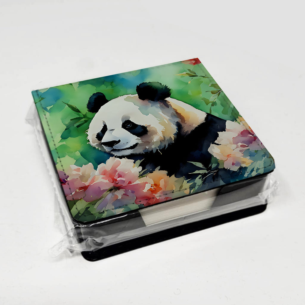 Panda PU Leather Note Paper Holder with Artist-Designed Cover, Desk Accessory, Office Gift