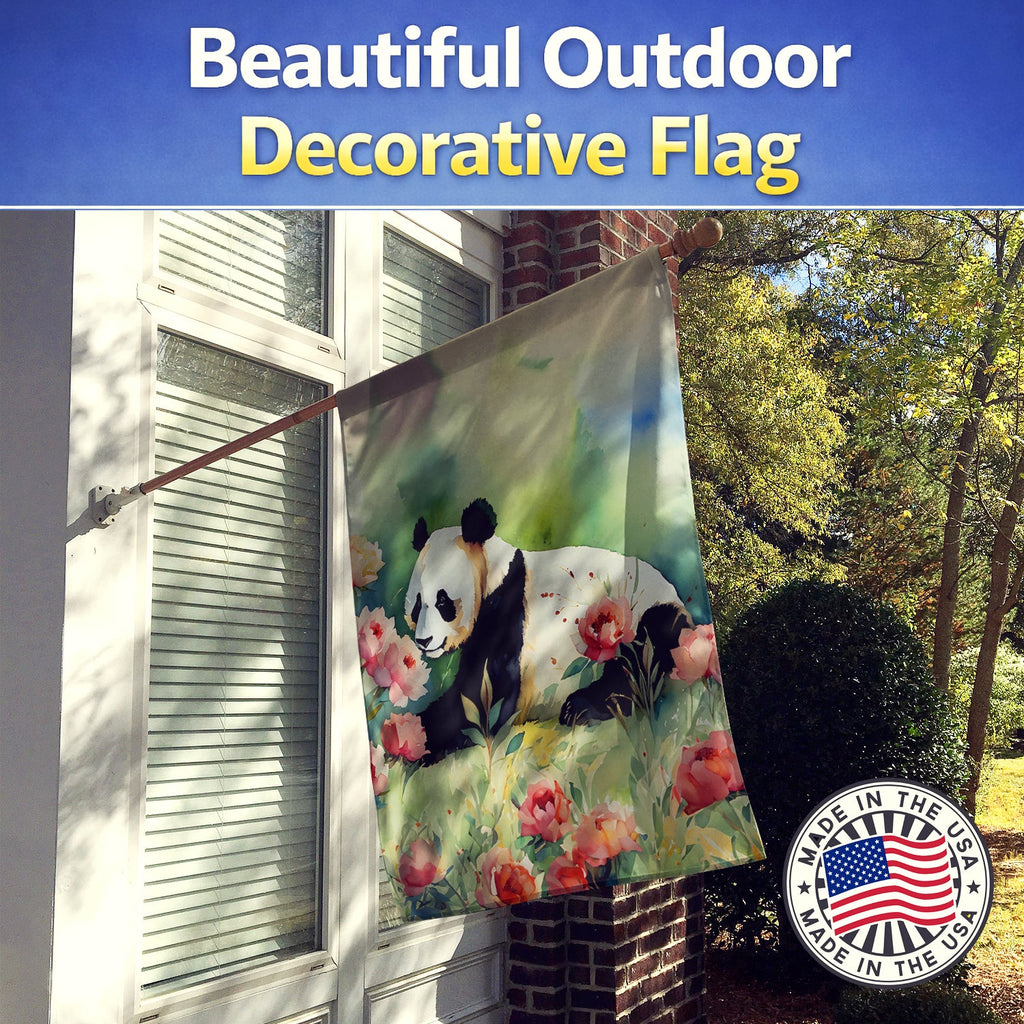 Panda House Flag 28x40 Porch Sleeve Pole Decorative Outside Yard Banner Artwork Wall Hanging, Polyester