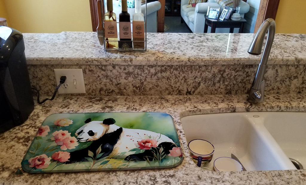 Panda Dish Drying Mat Absorbent Dish Drying Mat Pad for Kitchen Counter Dish Drainer Mat for Countertop, 14 x 21", Multicolor