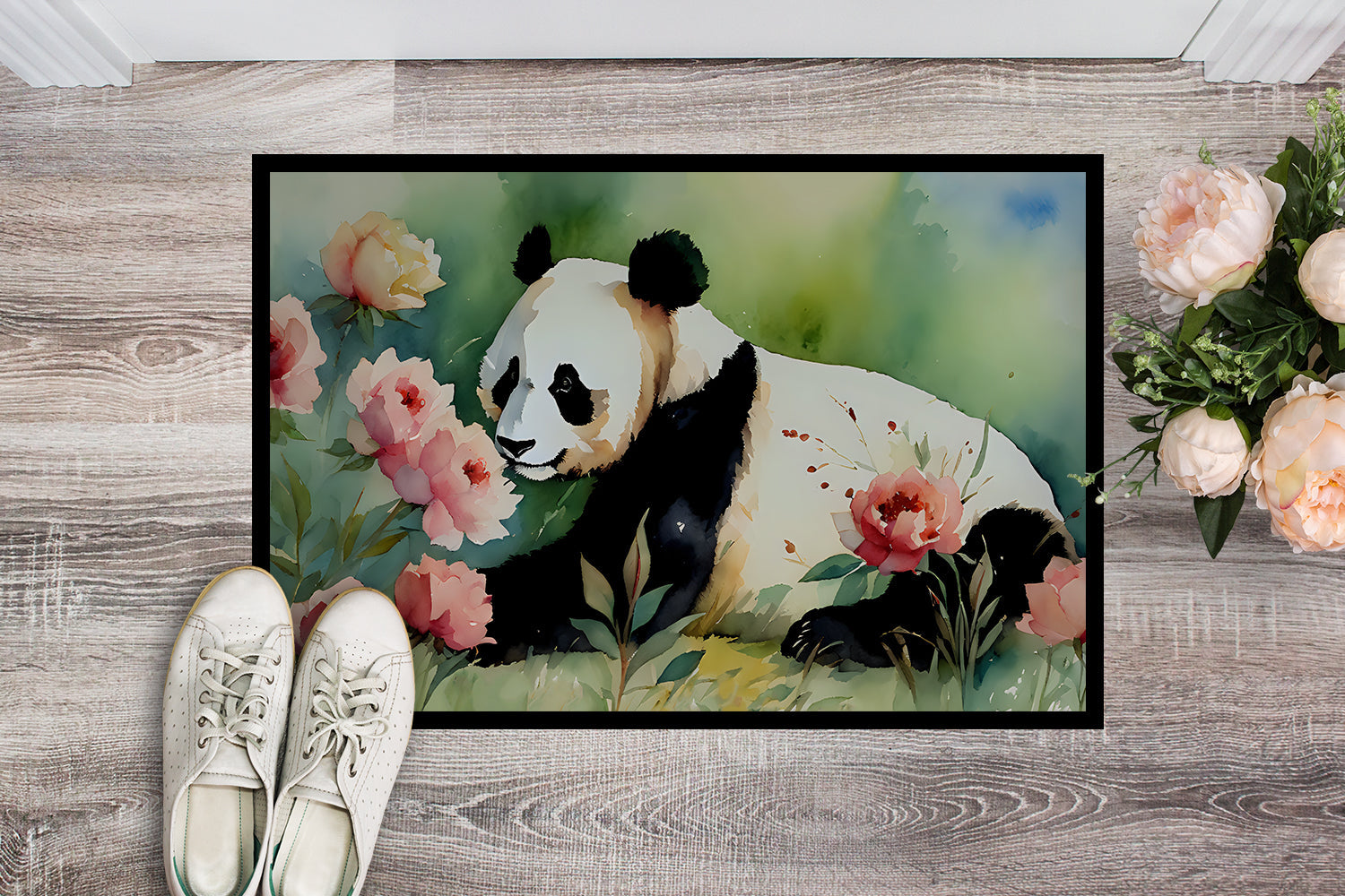 Panda Doormat Indoor Outdoor 24H X 36W Front Door Mat Rugs for Entryway, Non Slip Washable Low Pile,