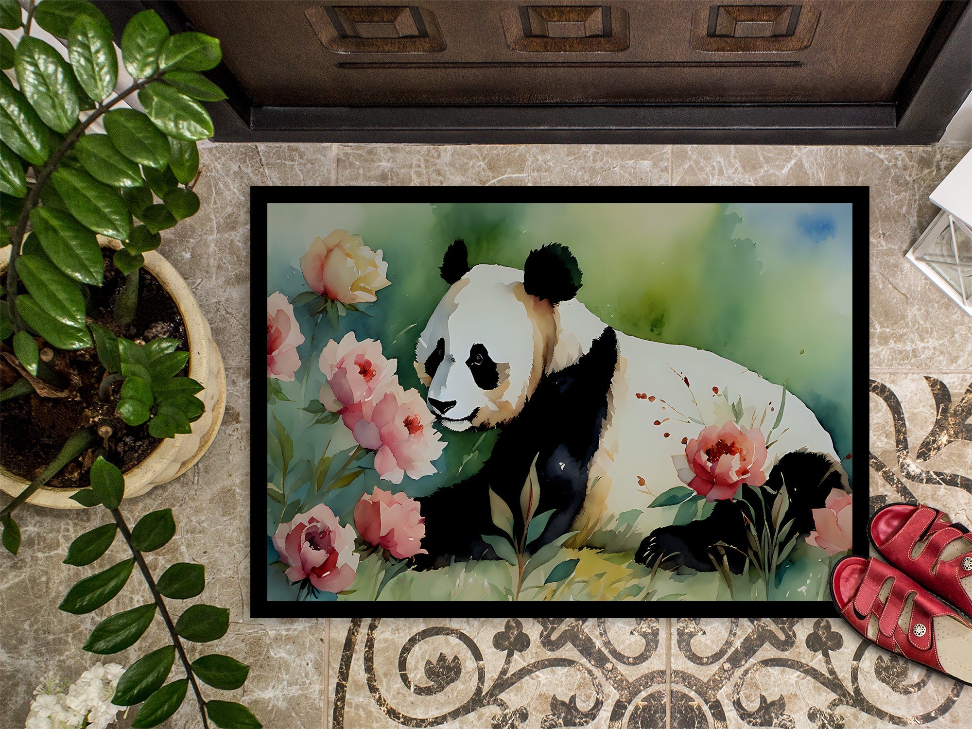 Panda Doormat Indoor Outdoor 18H X 27W Front Door Mat Rugs for Entryway, Non Slip Washable