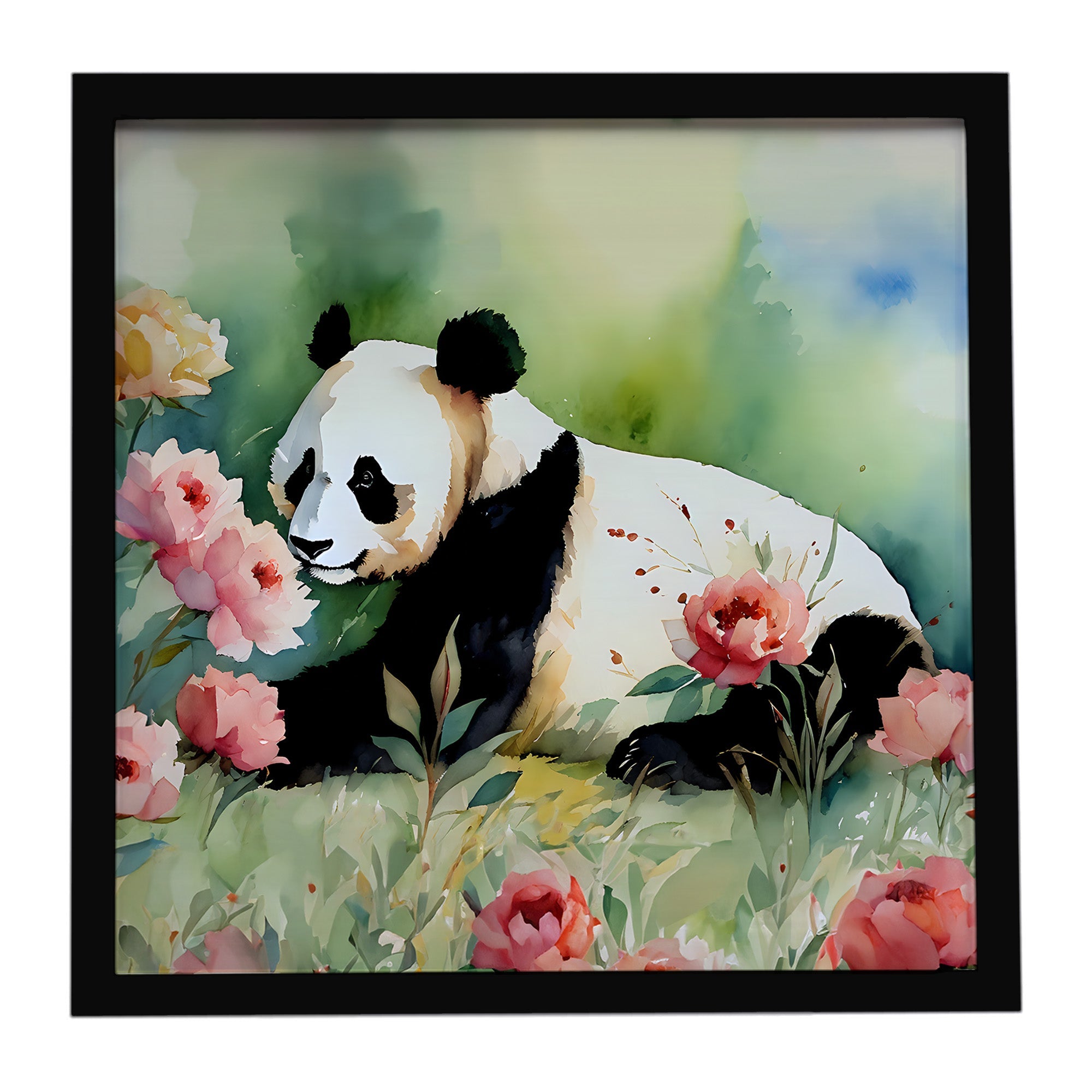 Panda Framed Metal Print Bathroom, Kitchen, Office, Home Decor Wall Art Ready to Hang, Square, 8X8
