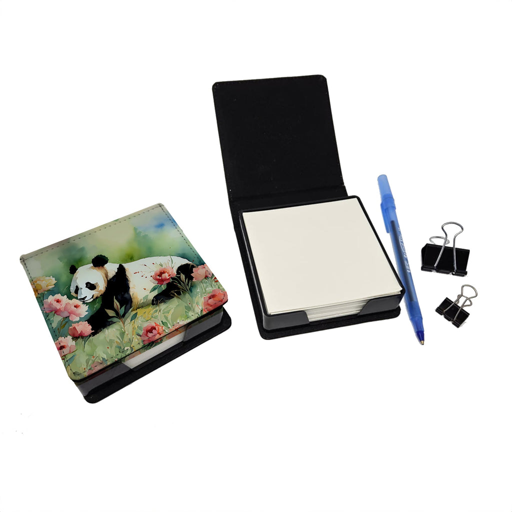 Panda PU Leather Note Paper Holder with Artist-Designed Cover, Desk Accessory, Office Gift