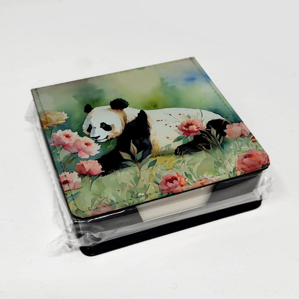 Panda PU Leather Note Paper Holder with Artist-Designed Cover, Desk Accessory, Office Gift