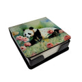 Panda PU Leather Note Paper Holder with Artist-Designed Cover, Desk Accessory, Office Gift