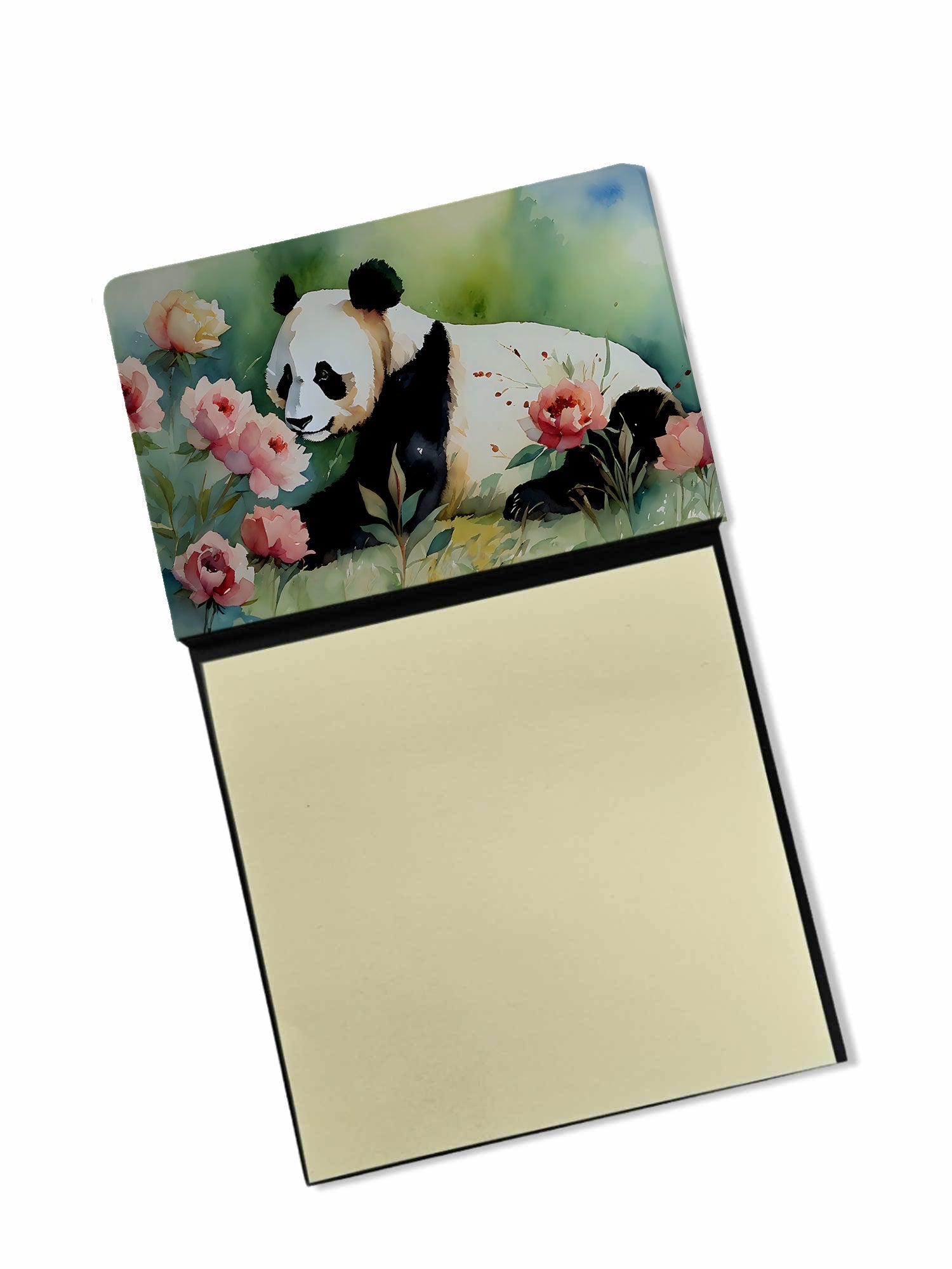 Panda Watercolor Sticky Note Holder Refillable Dispenser Desk Accessory 3x3 Pad Gift