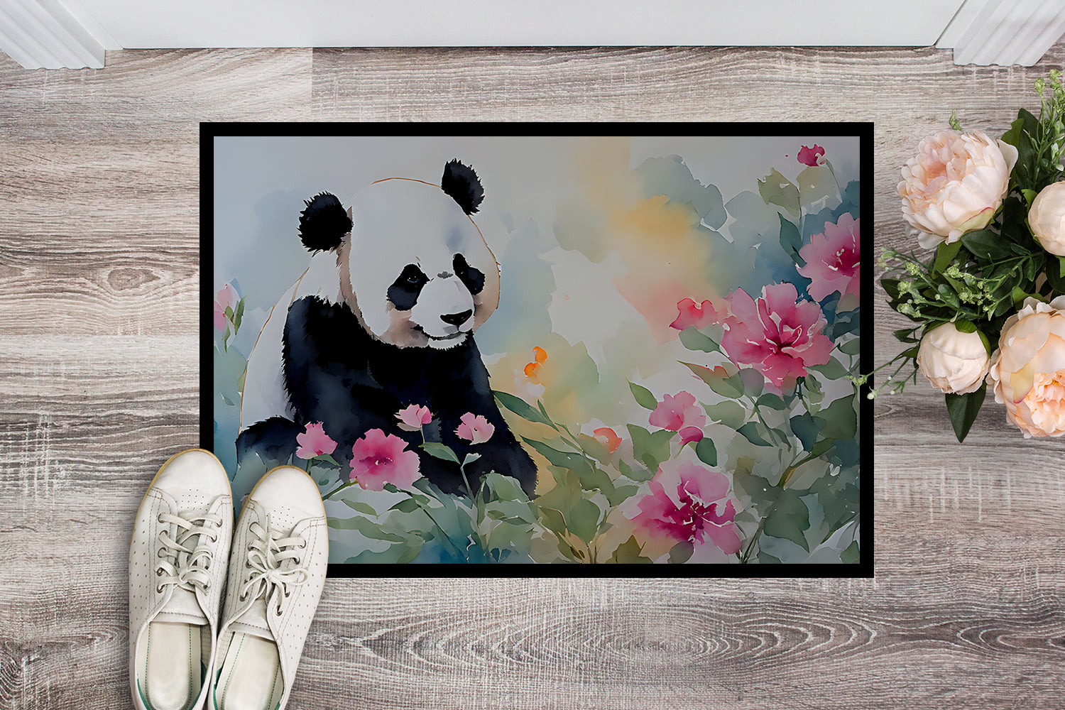 Panda Doormat Indoor Outdoor 24H X 36W Front Door Mat Rugs for Entryway, Non Slip Washable Low Pile,