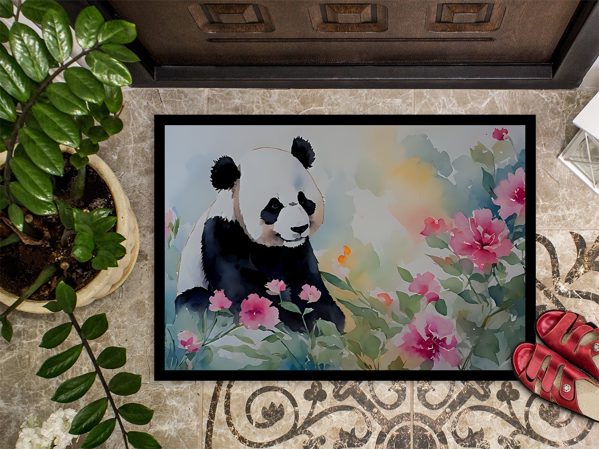 Panda Doormat Indoor Outdoor 18H X 27W Front Door Mat Rugs for Entryway, Non Slip Washable