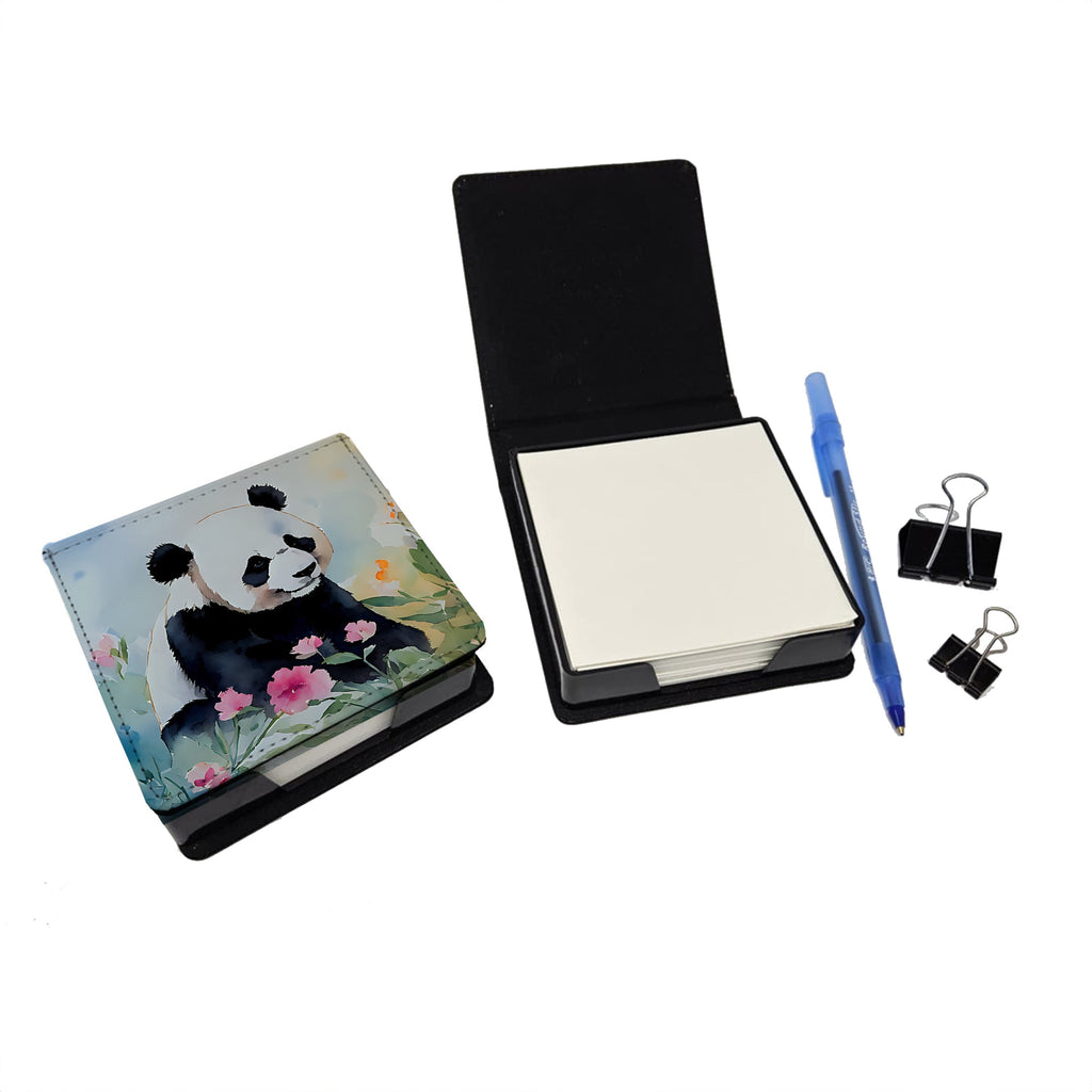 Panda PU Leather Note Paper Holder with Artist-Designed Cover, Desk Accessory, Office Gift